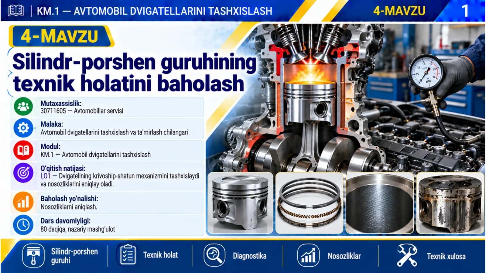 4_mavzu. Silindr-porshen guruhining texnik holatini baholash