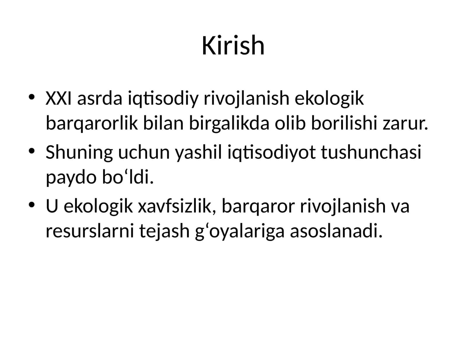Yashil iqtisodiyotning paydo bo'lishi