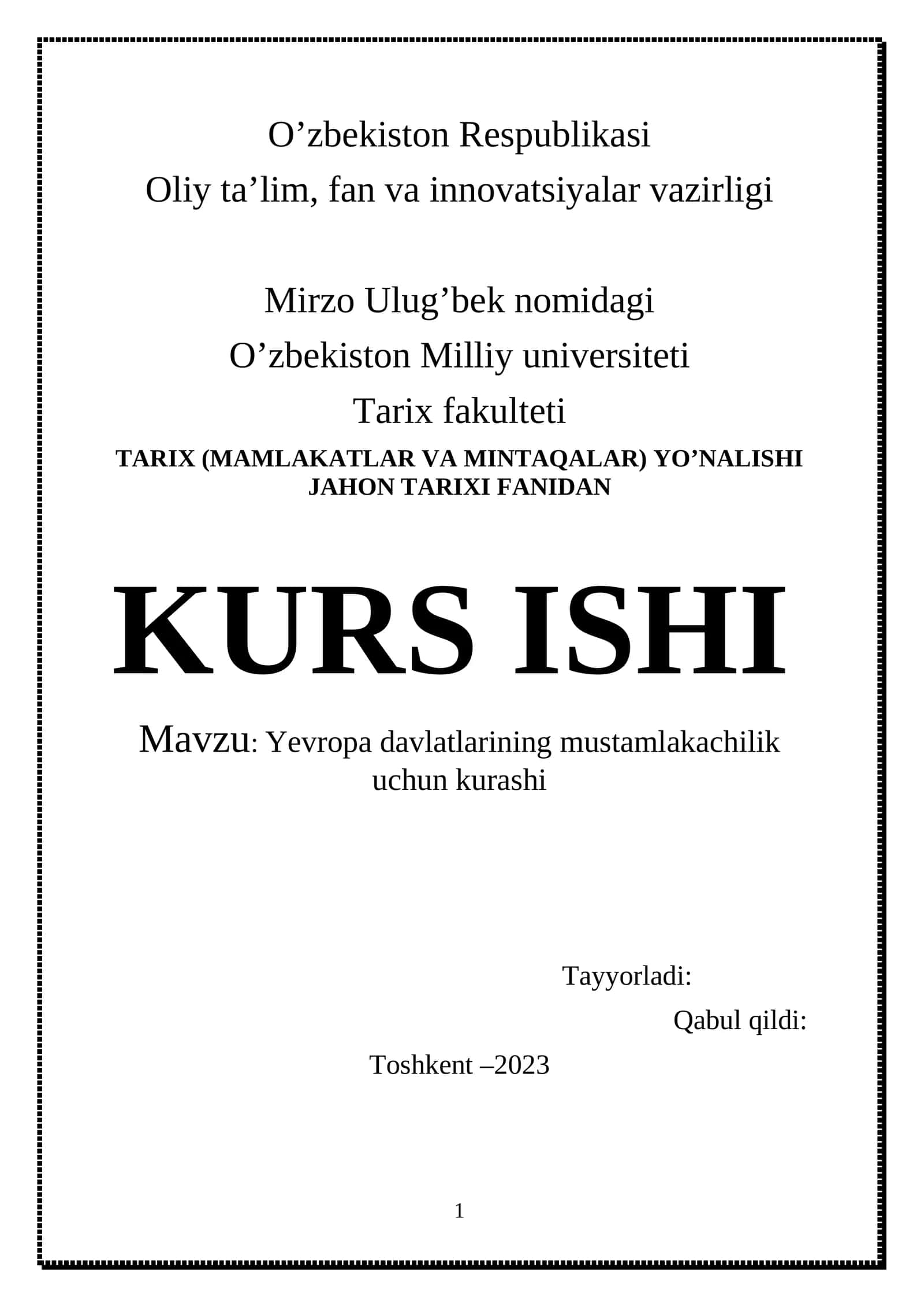 Yevropa davlatlarining mustamlakachilik uchun kurashi (XVIII-asr)