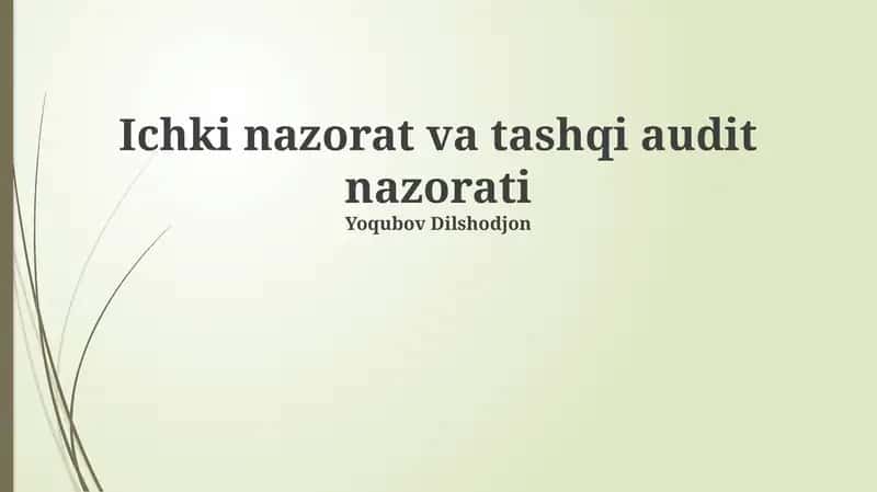 Ichki nazorat va tashqi audit nazorati