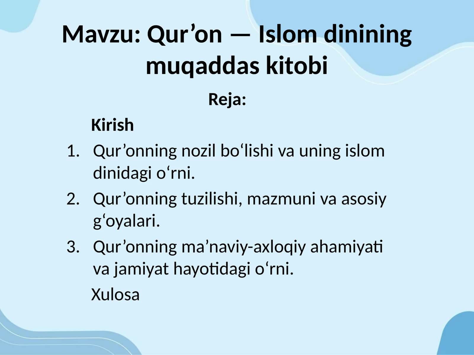 Qur’on—Islom dinining muqaddas kitobi