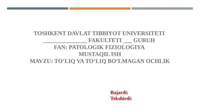 To‘liq va to‘liq bo‘lmagan ochlik