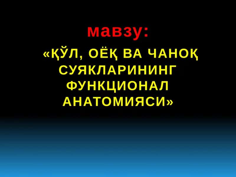 Қўл, оёк ва чанок суякларининг функционал анатомияси