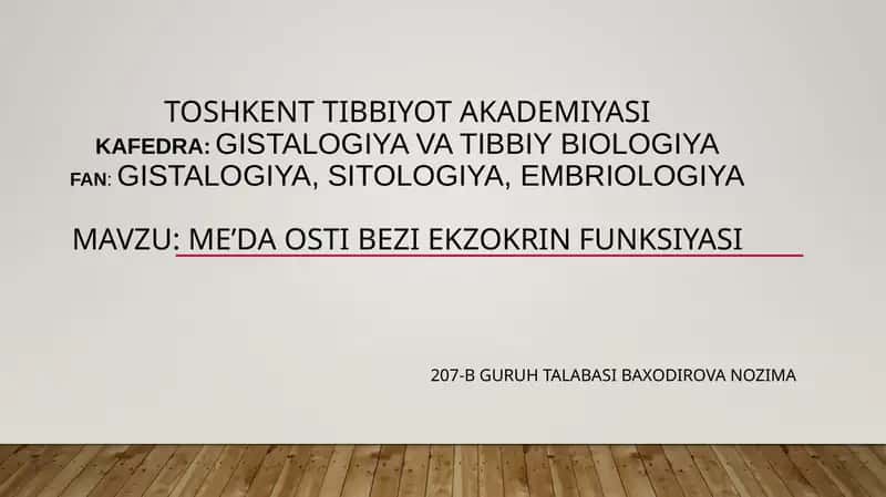 Me’da osti bezi ekzokrin funksiyasi