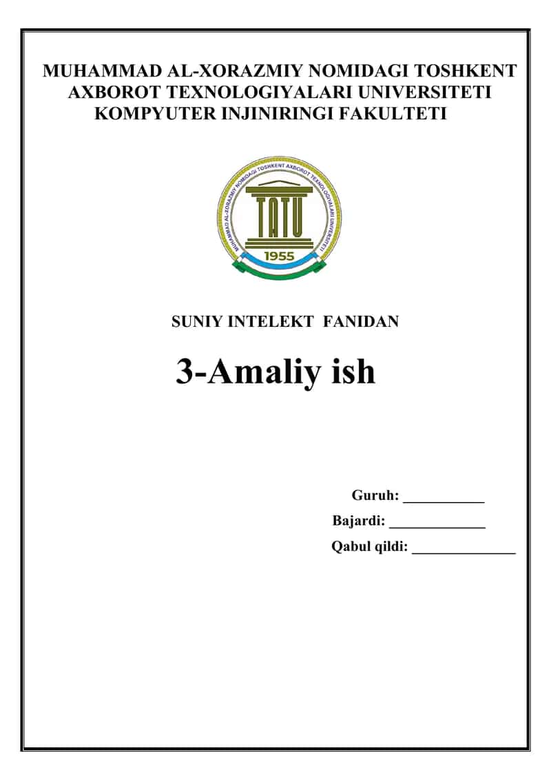 Mashinali o‘qitishda o‘qituvchisiz o‘qitish algoritmlari yordamida klasterlash masalalarini yechish.