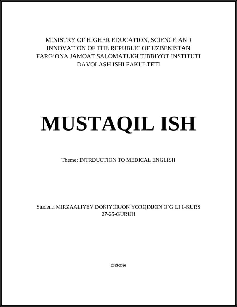 Overview and Aims of Introduction to Medical English