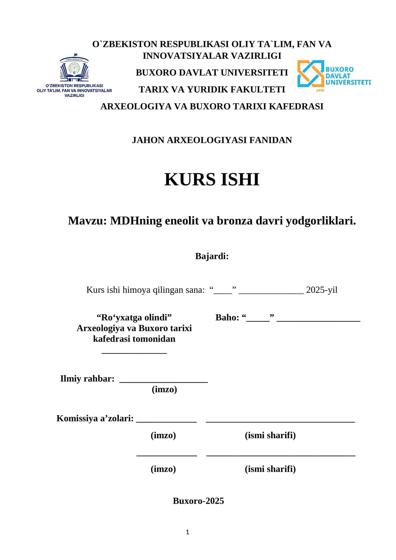 MDHning eneolit va bronza davri yodgorliklari