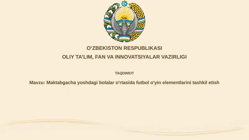 Maktabga yoshdagi bolalar o'rtasida futbol o'yini elementlarini tashkil etish