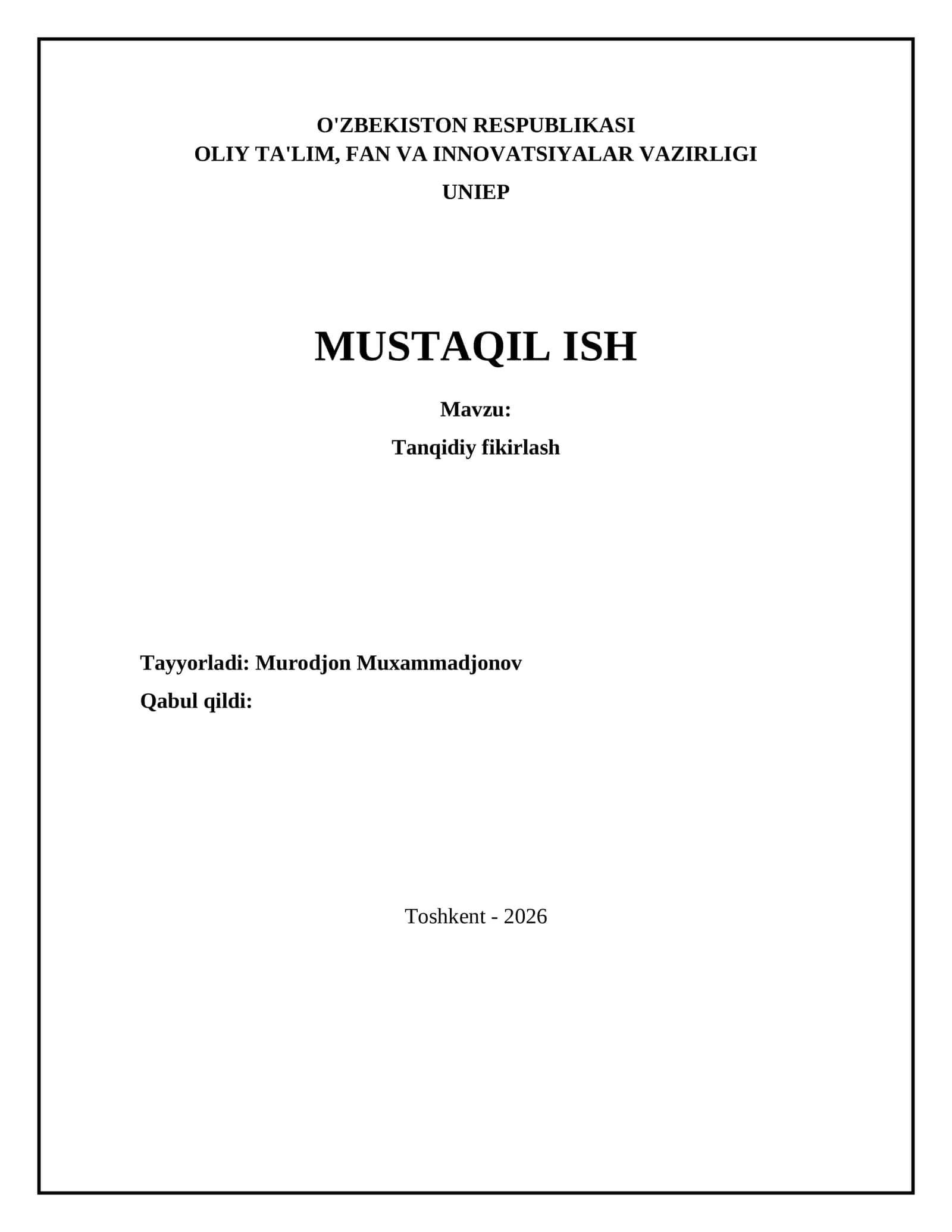 Tanqidiy fikirlash
