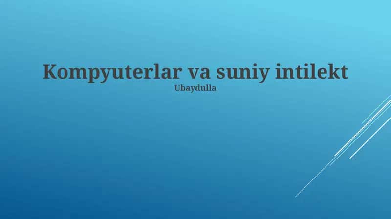 Kompyuterlar va suniy intilekt