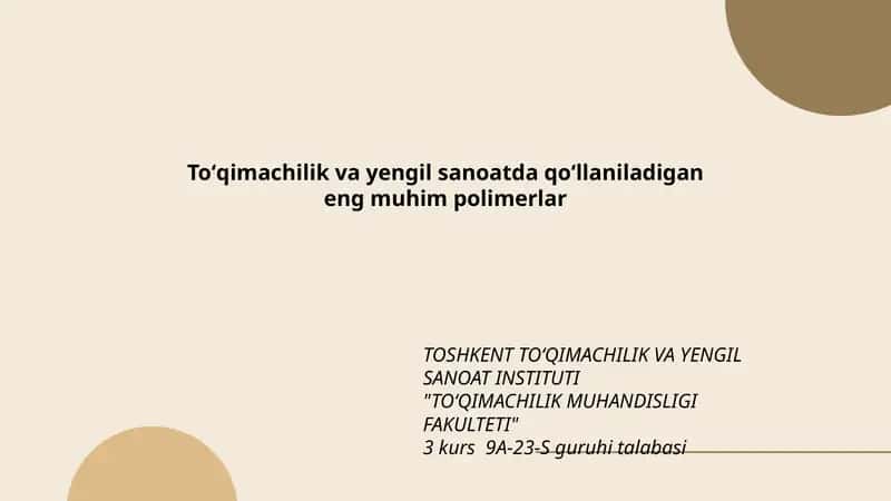 Eng muhim polimerlar