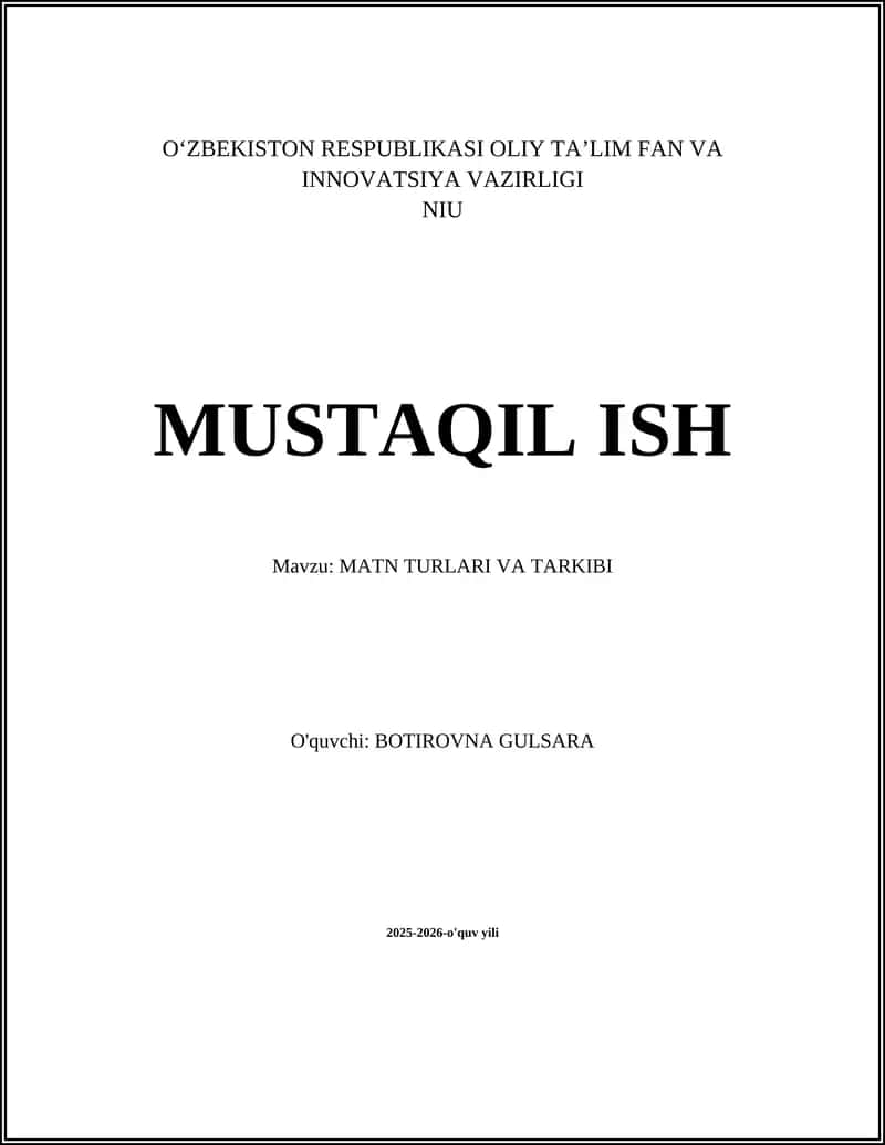 MATN TURLARI VA TARKIBI
