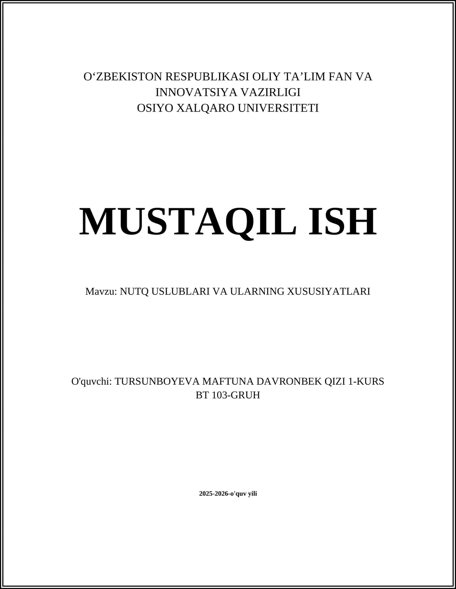 NUTQ USLUBLARI VA ULARNING XUSUSIYATLARI