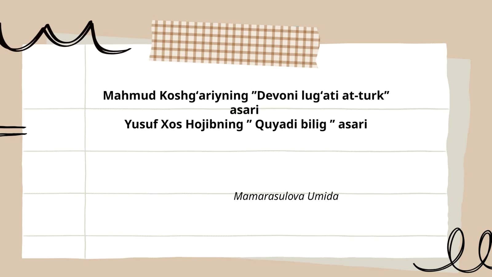Mahmud Koshgʻariyning ʼʼDevoni lugʻati at-turkʼʼ asari
