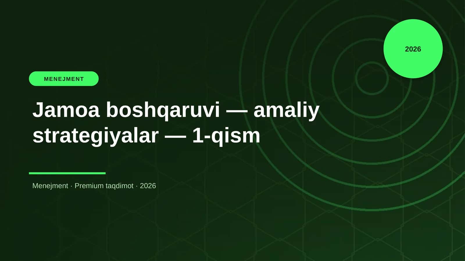 Jamoa boshqaruvi — amaliy strategiyalar — 1-qism