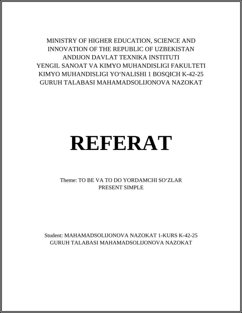 TO BE VA TO DO YORDAMCHI SOʻZLAR