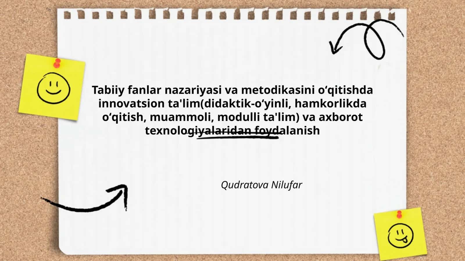 Tabiiy fanlar nazariyasi va metodikasini oʻqitishda innovatsion ta'lim