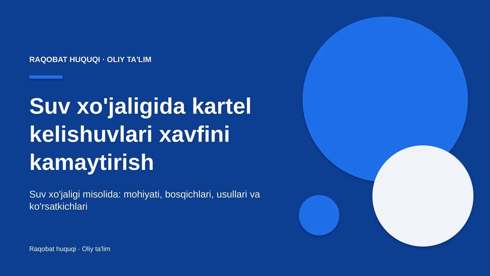 Suv xo'jaligida kartel kelishuvlari xavfini kamaytirish