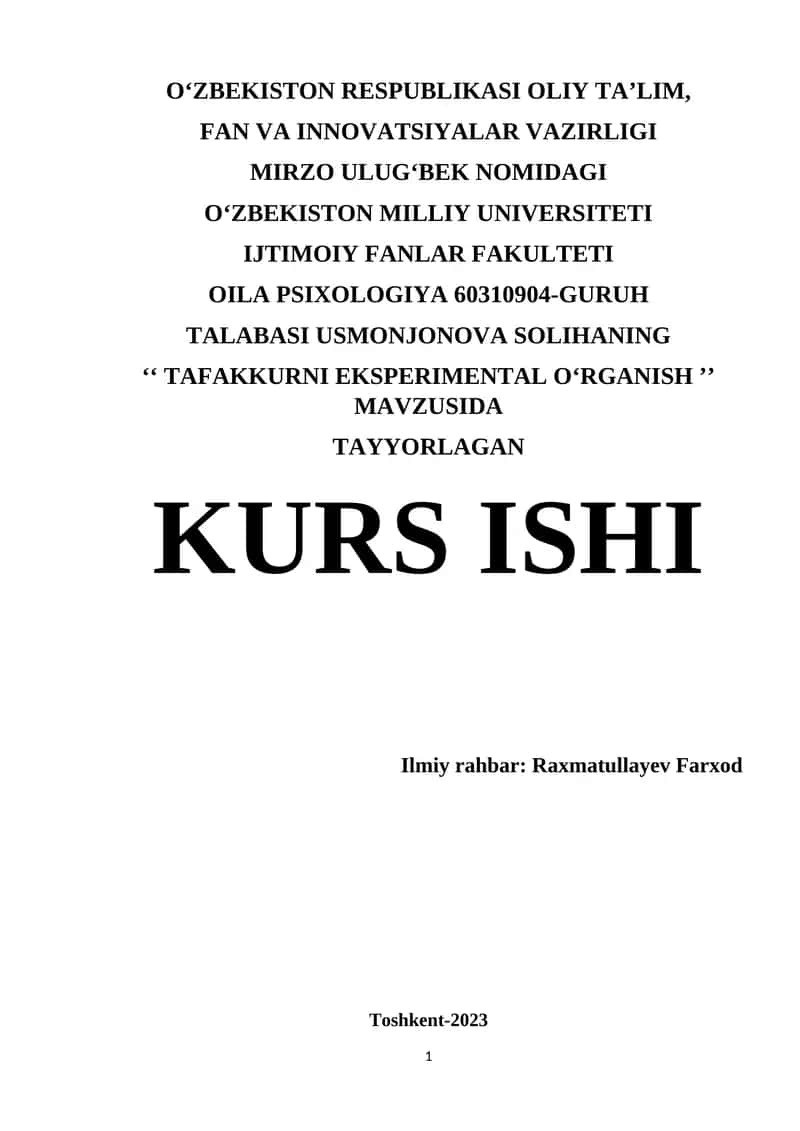 Tafakkurni Eksperimental O'rganish