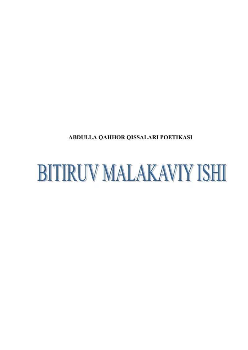 ABDULLA QAHHOR QISSALARI POETIKASI