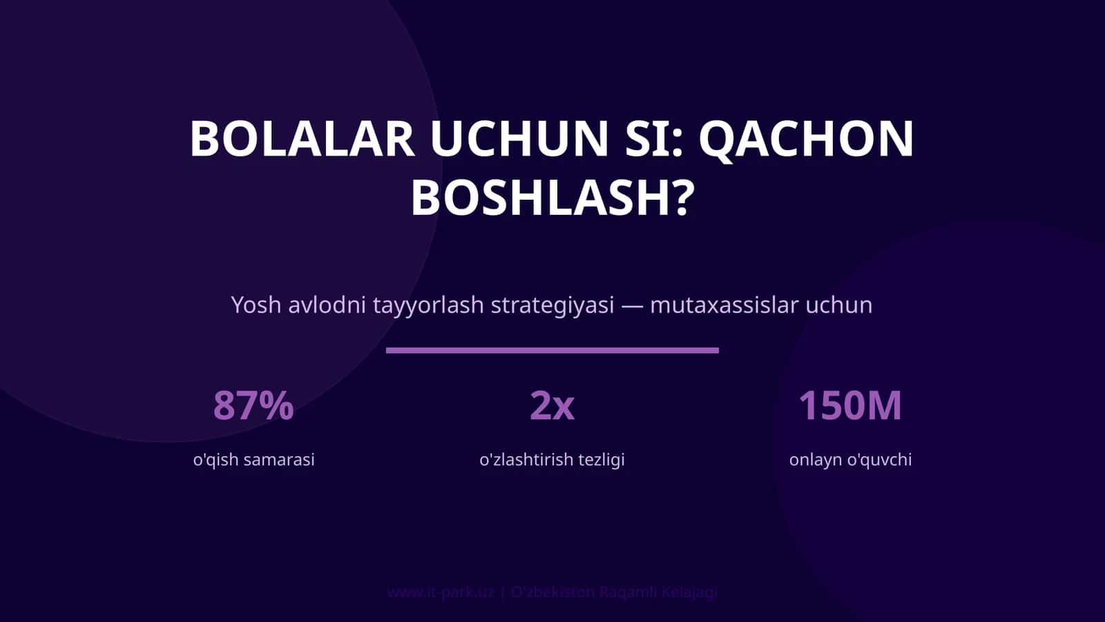 Bolalar uchun SI: QACHON BOSHLASH?