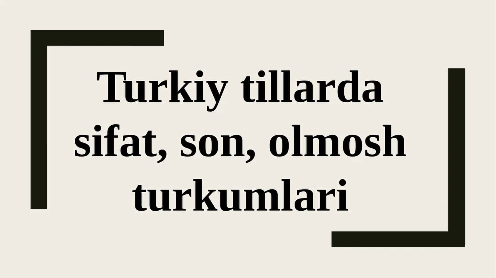 Turkiy tillarda sifat, son, olmosh turkumlari