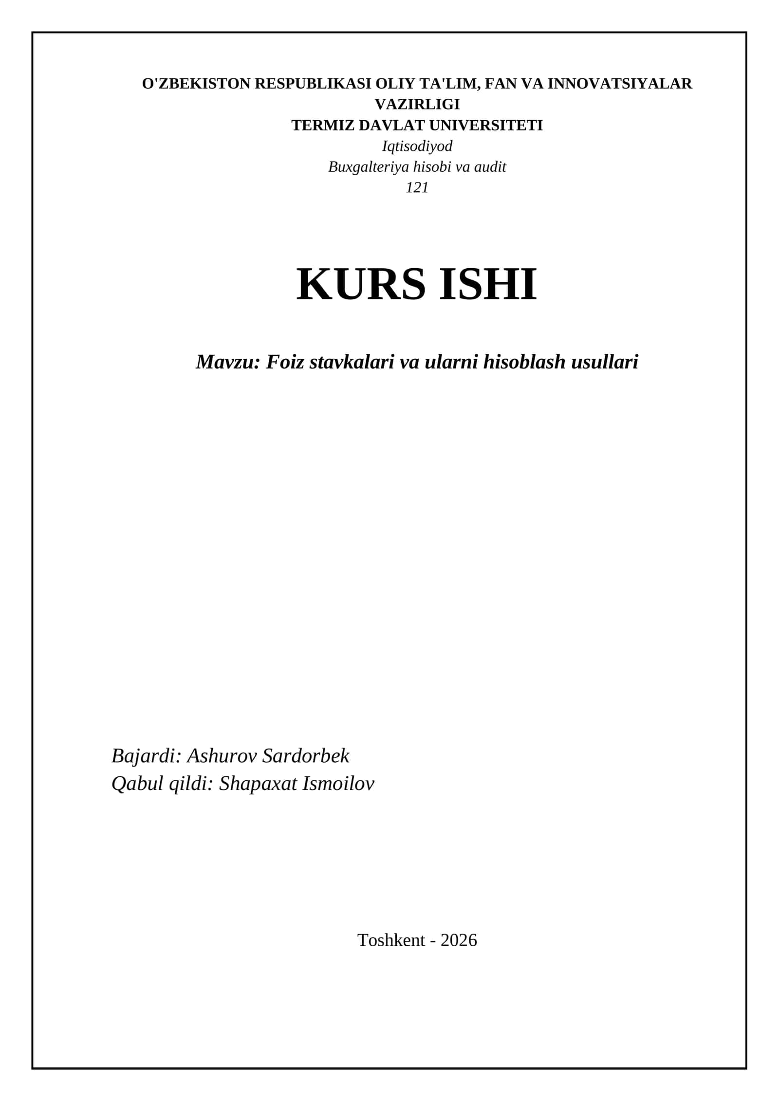 Buxgalteriya hisobi va audit