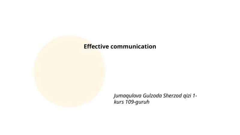 Effective communication