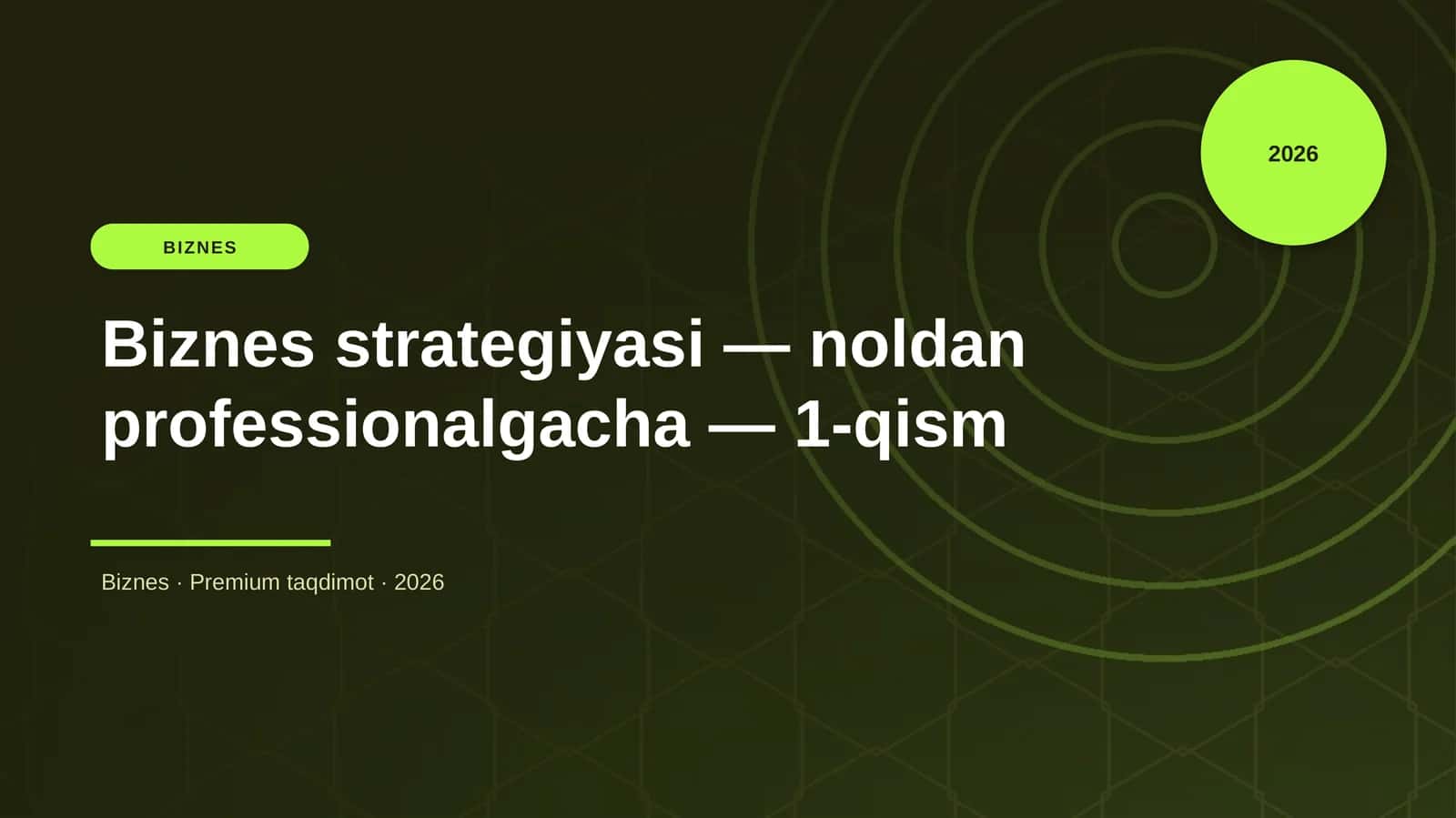 Biznes strategiyasi — noldan professionalgacha — 1-qism