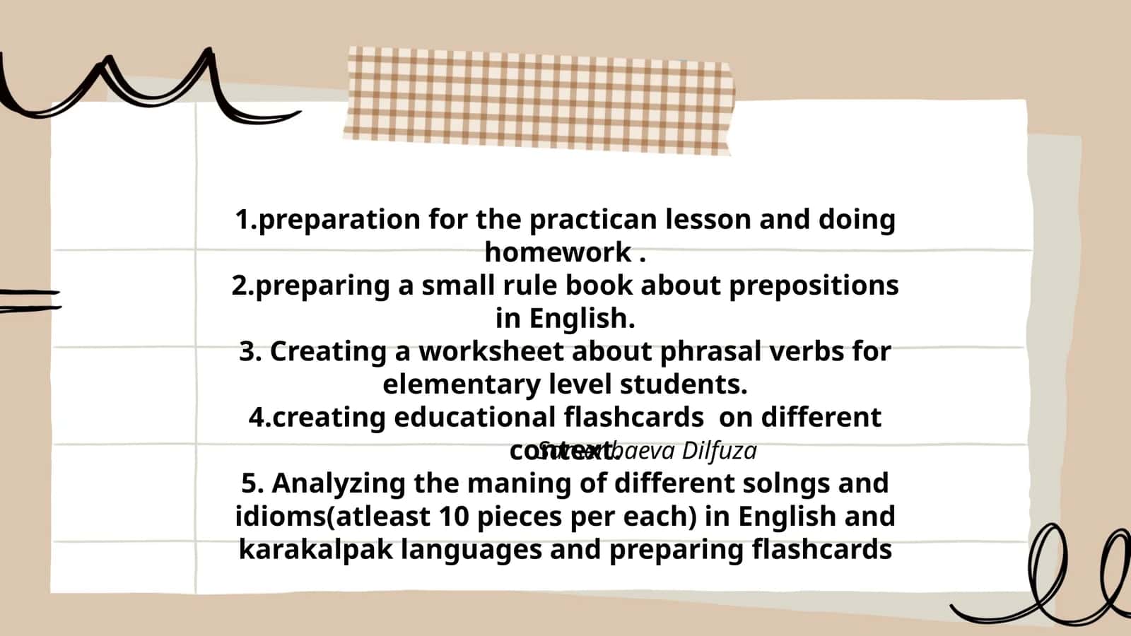Educational materials for English and Karakalpak languages