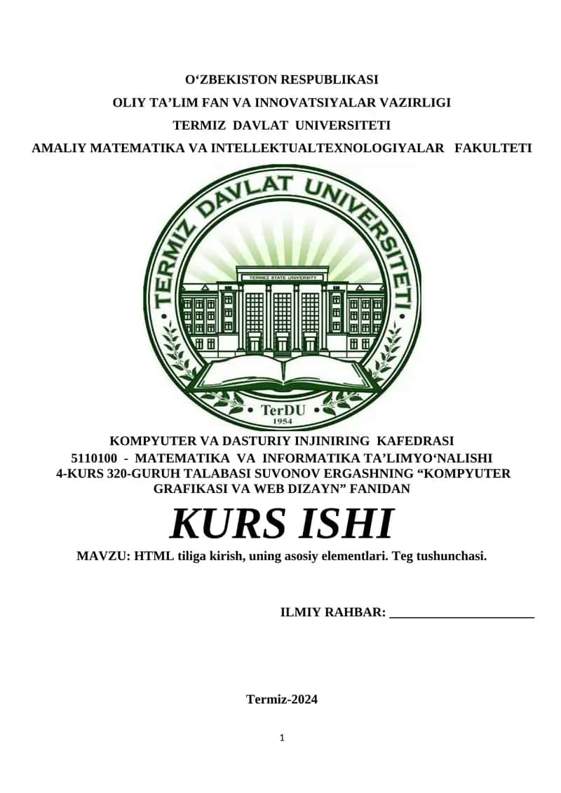 KOMPYUTER GRAFIKASI VA WEB DIZAYN