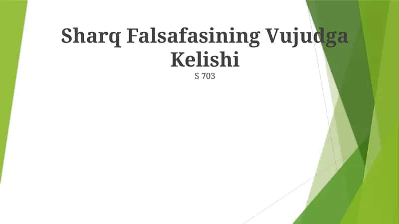 Sharq Falsafasining Vujudga Kelishi