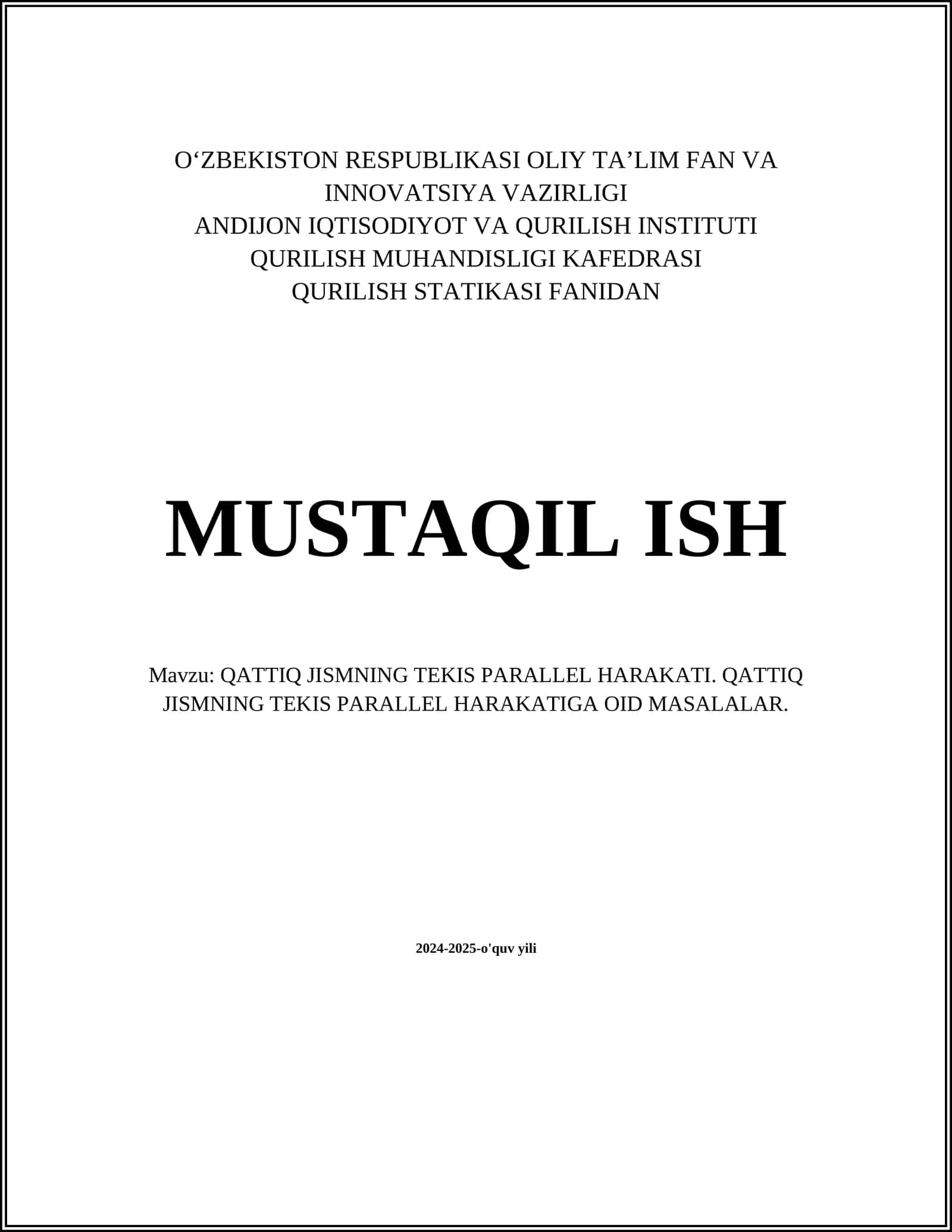 QATTIQ JISMNING TEKIS PARALLEL HARAKATI