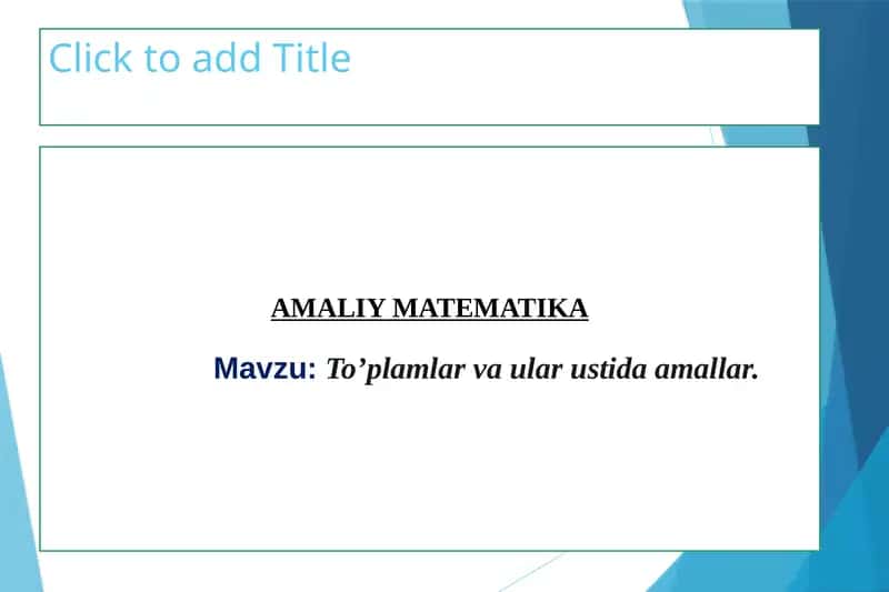 AMALIY MATEMATIKA