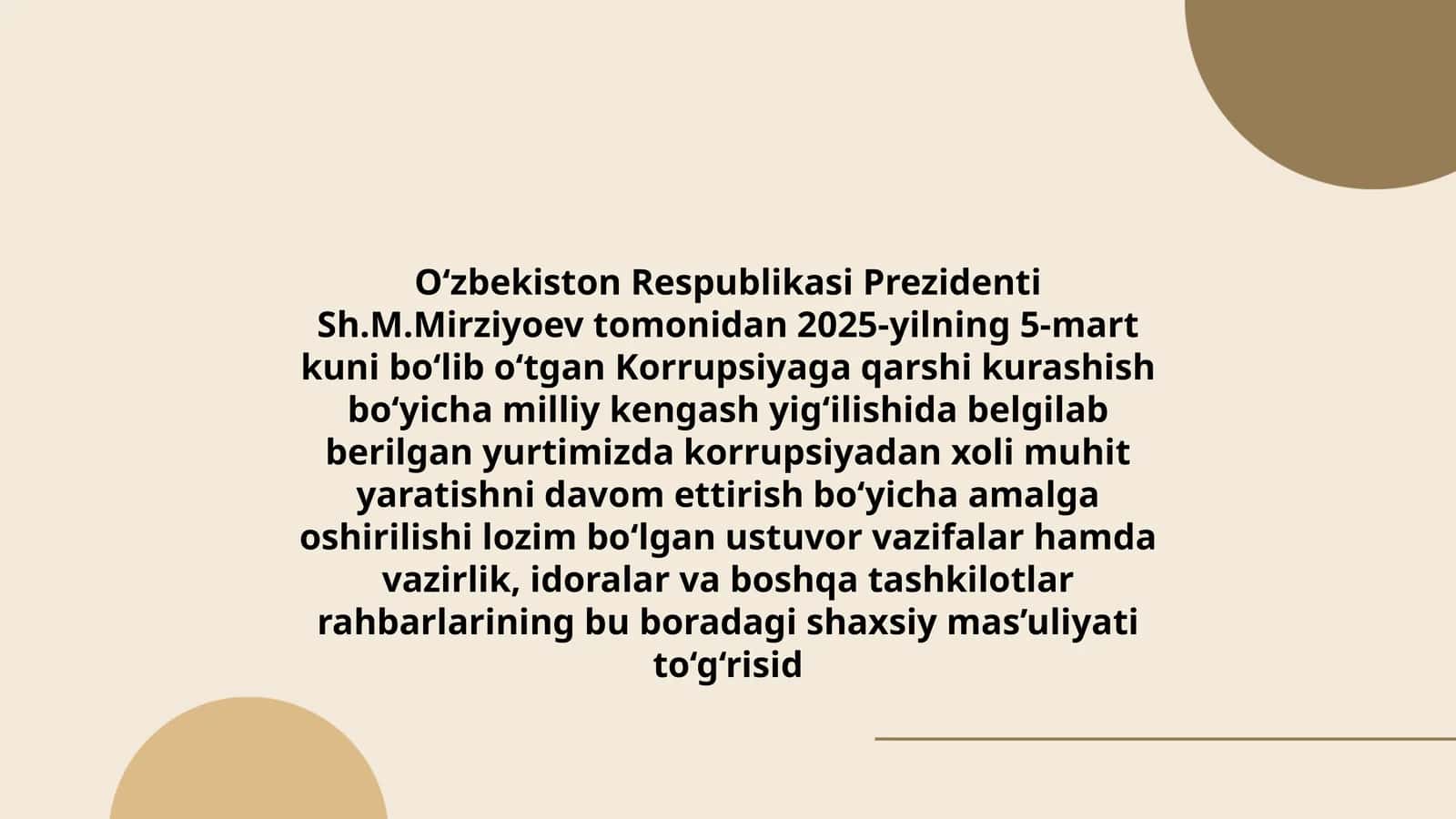Korrupsiyaga qarshi kurashish bo‘yicha milliy kengash yig‘ilishi