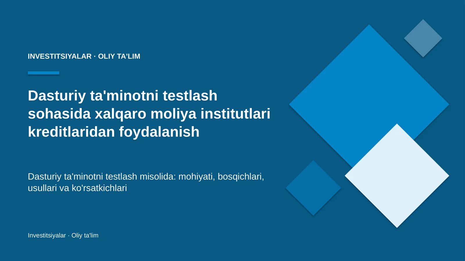 Dasturiy ta'minotni testlash misolida: mohiyati, bosqichlari, usullari va ko'rsatkichlari