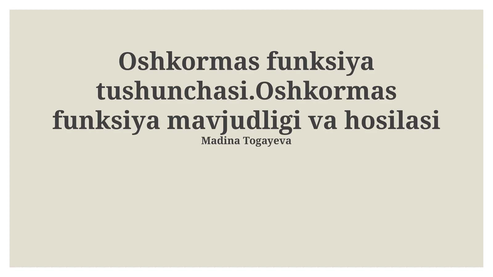 Oshkormas funksiya tushunchasi
