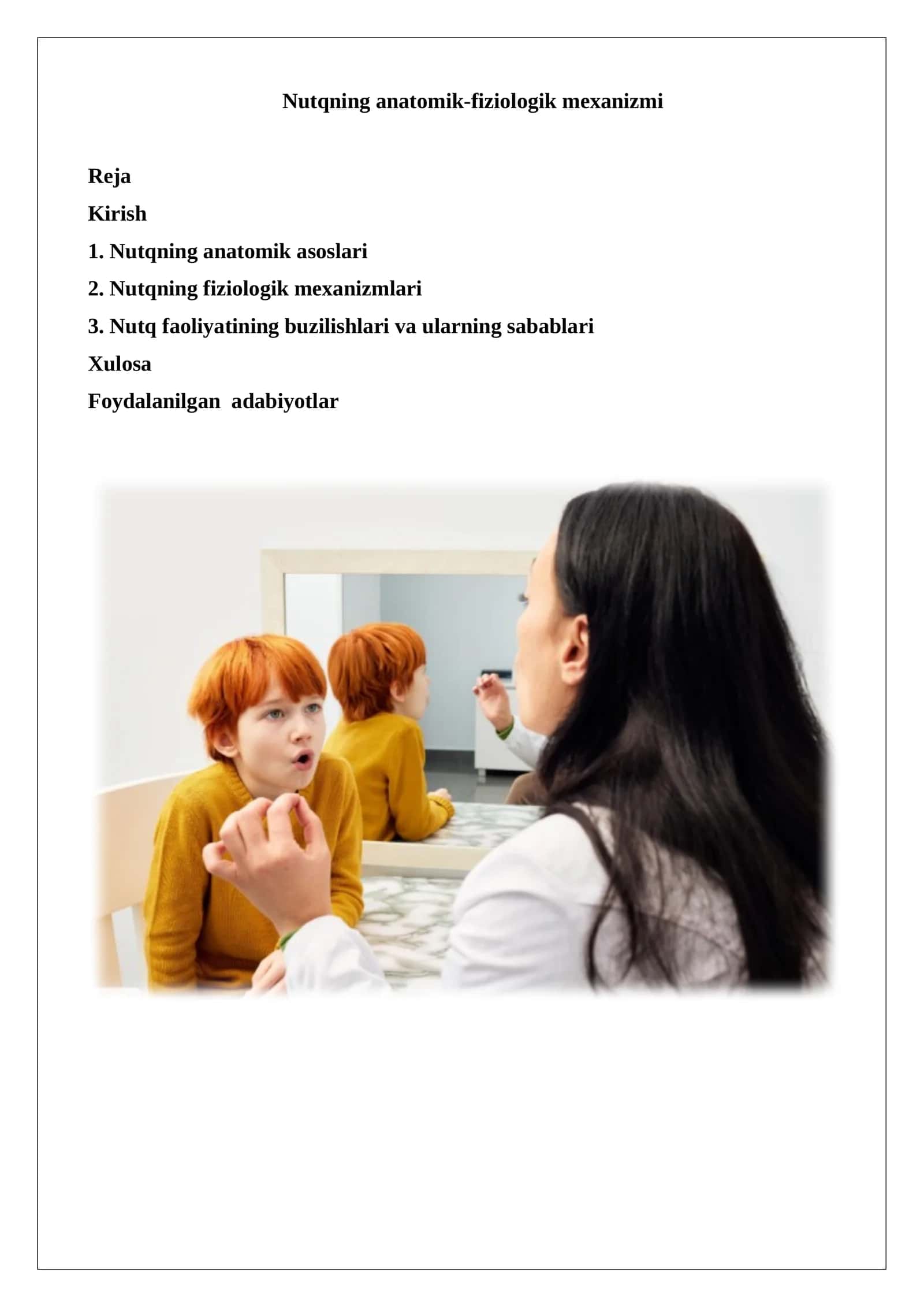 Nutqning anatomik-fiziologik mexanizmi
