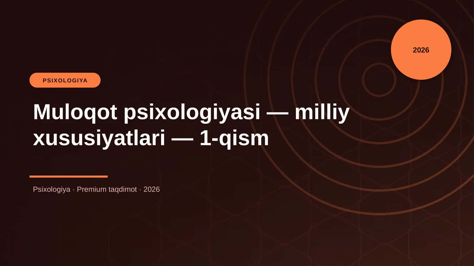 Muloqot psixologiyasi — milliy xususiyatlari — 1-qism
