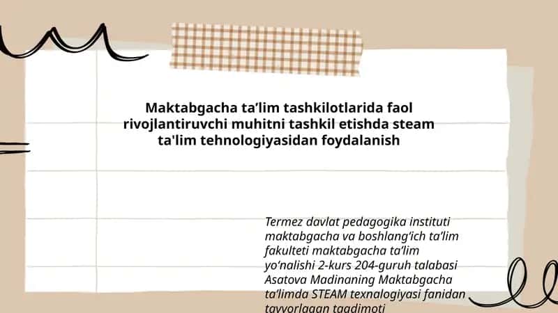 STEAM texnalogiyasi taqdimoti