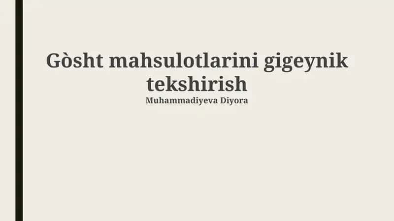 Go'sht mahsulotlari ekspertizasi