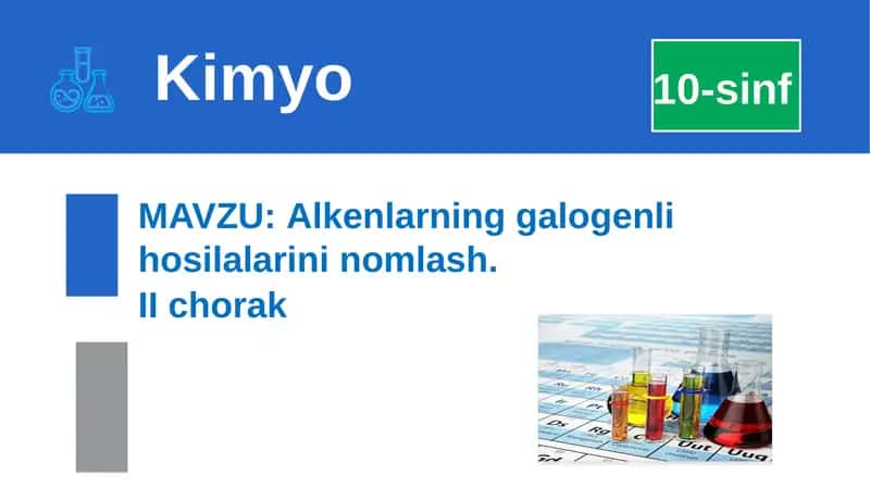 Alkenlarning galogenli hosilalarininomlash