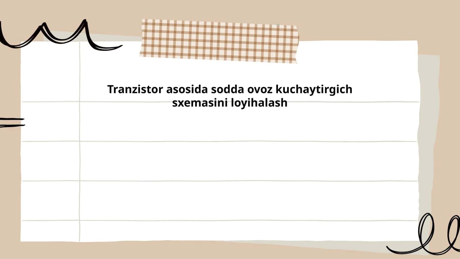 Tranzistor asosida sodda ovoz kuchaytirgich sxemasini loyihalash