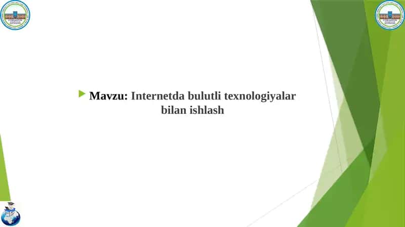 Internetda bulutli texnologiyalar bilan ishlash