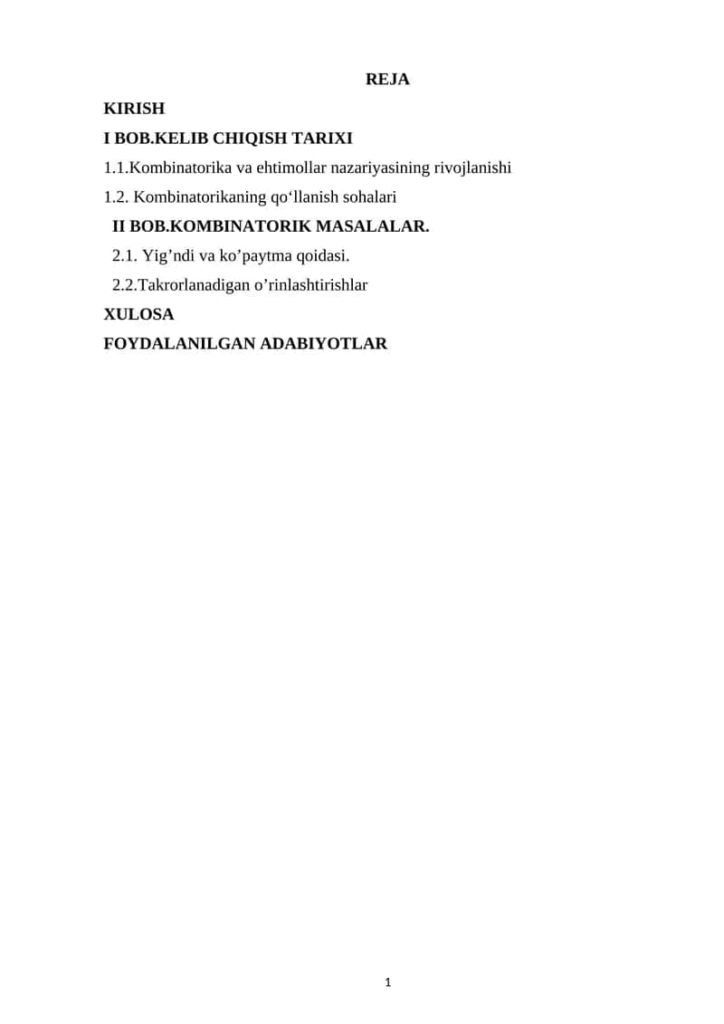 Kombinatorika va ehtimollar nazariyasi