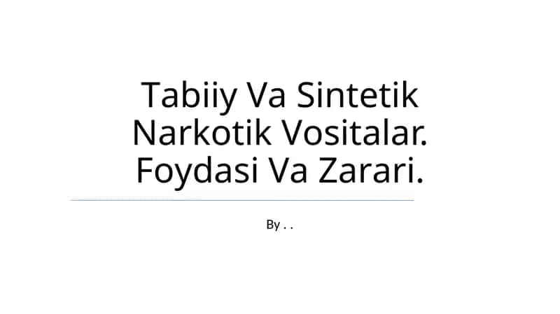 Tabiiy Vа Sintetik Nаrkоtik Vоsitаlаr