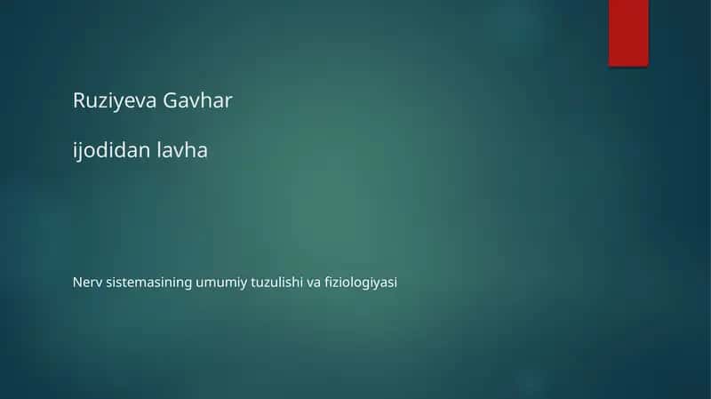 Ruziyeva Gavharijodidan lavha