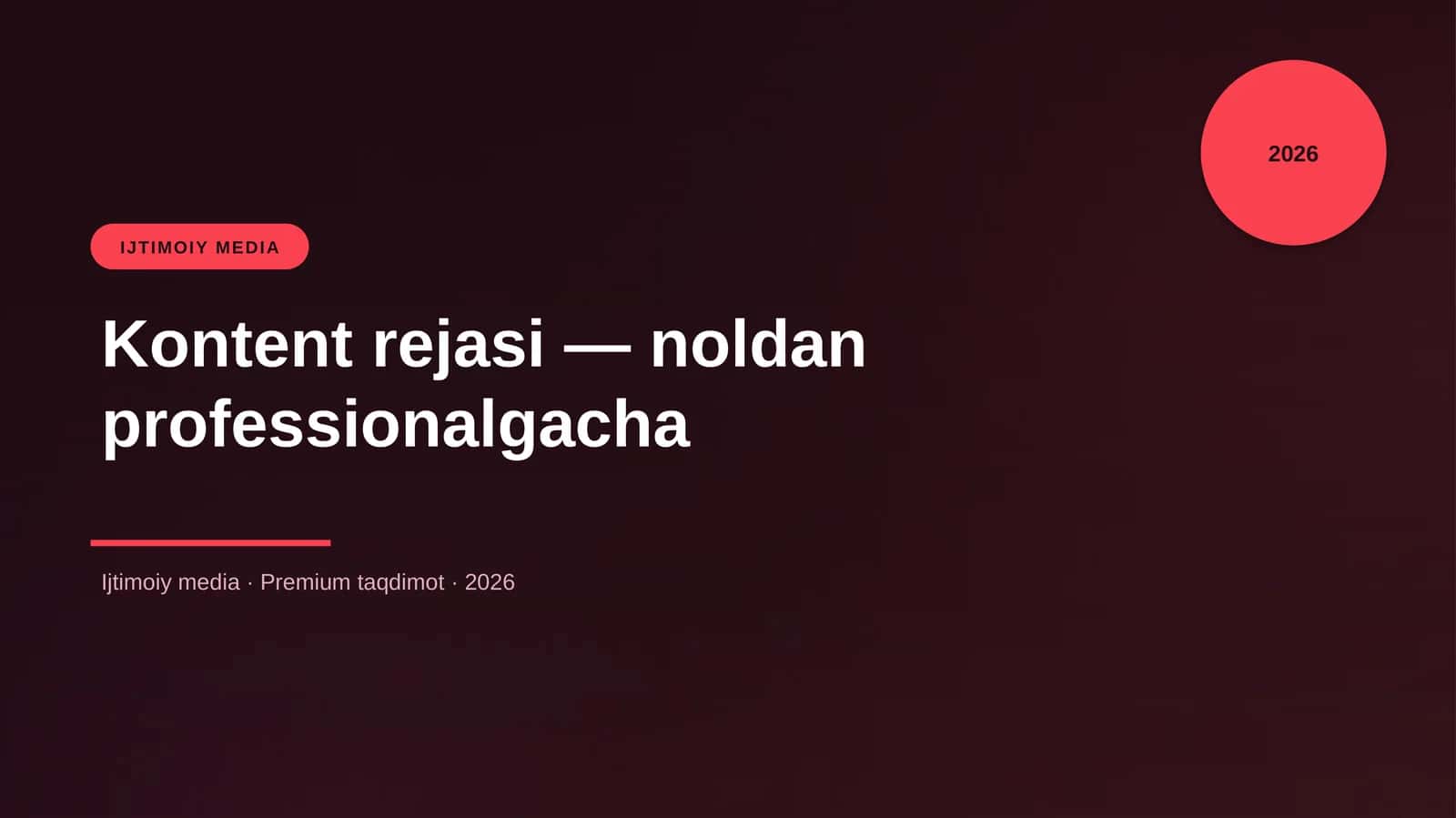 Kontent rejasi — noldan professionalgacha