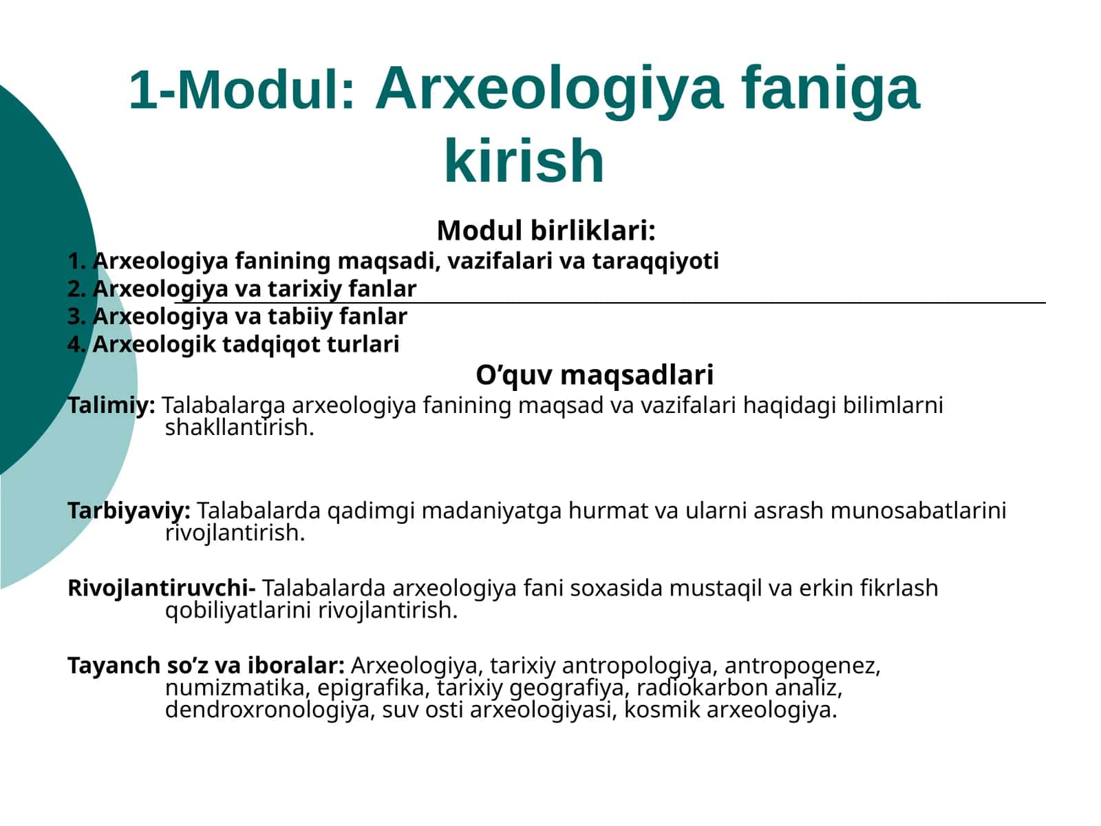 Arxeologiya fani va uning vazifalari