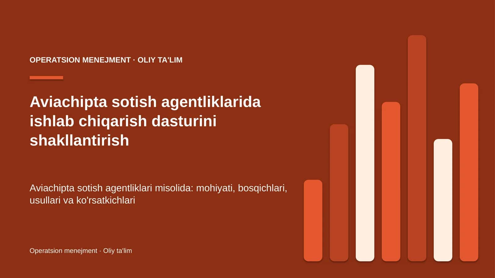 Aviachipta sotish agentliklarida ishlab chiqarish dasturini shakllantirish